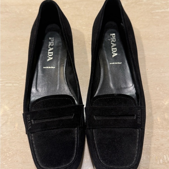 Prada Women's Elegant Black Suede Loafers